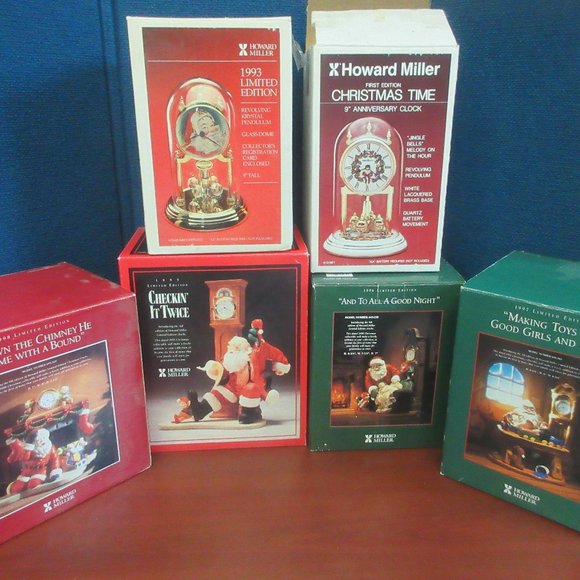 6 HOWARD MILLER CHRISTMAS TIME 9" ANNIVERSARY CLOCK 1st Ed '93 '95 '96 '97 '98 - Picture 1 of 11